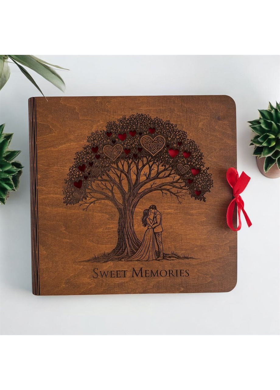 Весільний фотоальбом з дерева Sweet Memories на 100 фото - подарунок на річницю, весільний подарунок друзям, близьким No Brand (370386883)