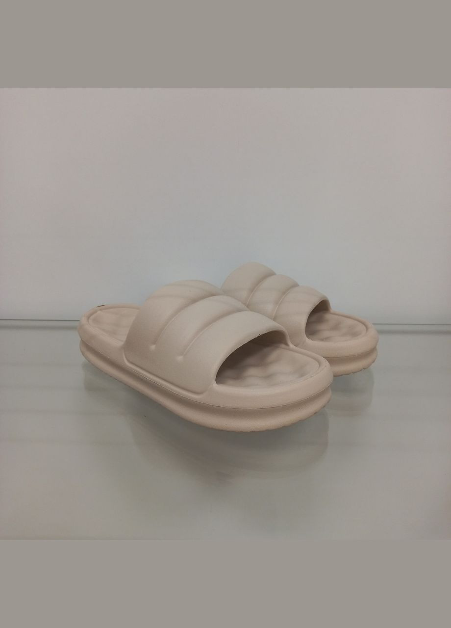 Бежевые женские пляжные шлепанцы на платформе пудрового цвета Progress Service