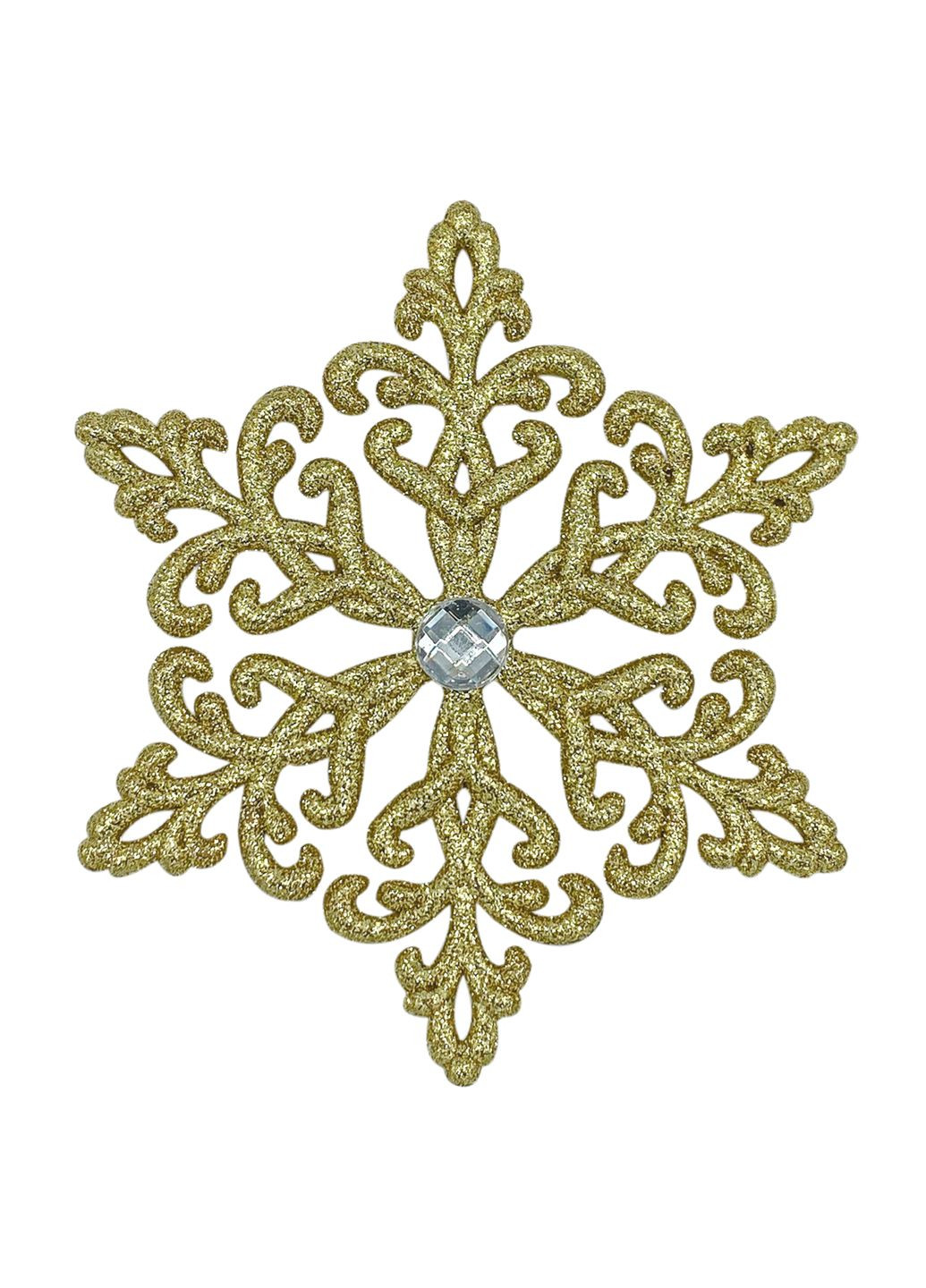 Новогодняя подвеска Снежинка Кристалл с камешком 12 см белый MIS LT (365628152)