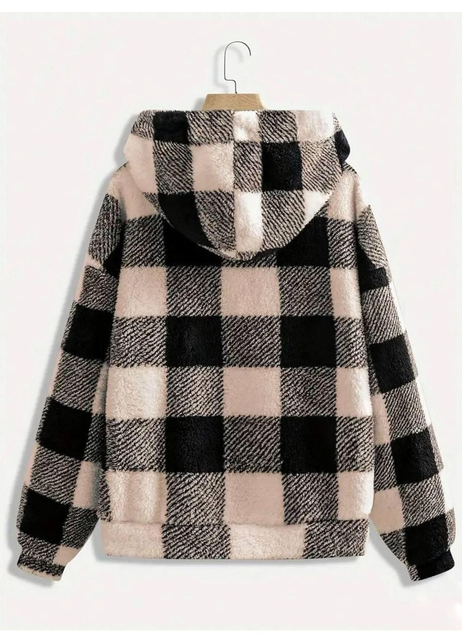 Темно-бежевая демисезонная женская сопка из махры в клетку универсальный (42–46) беж-черная No Brand