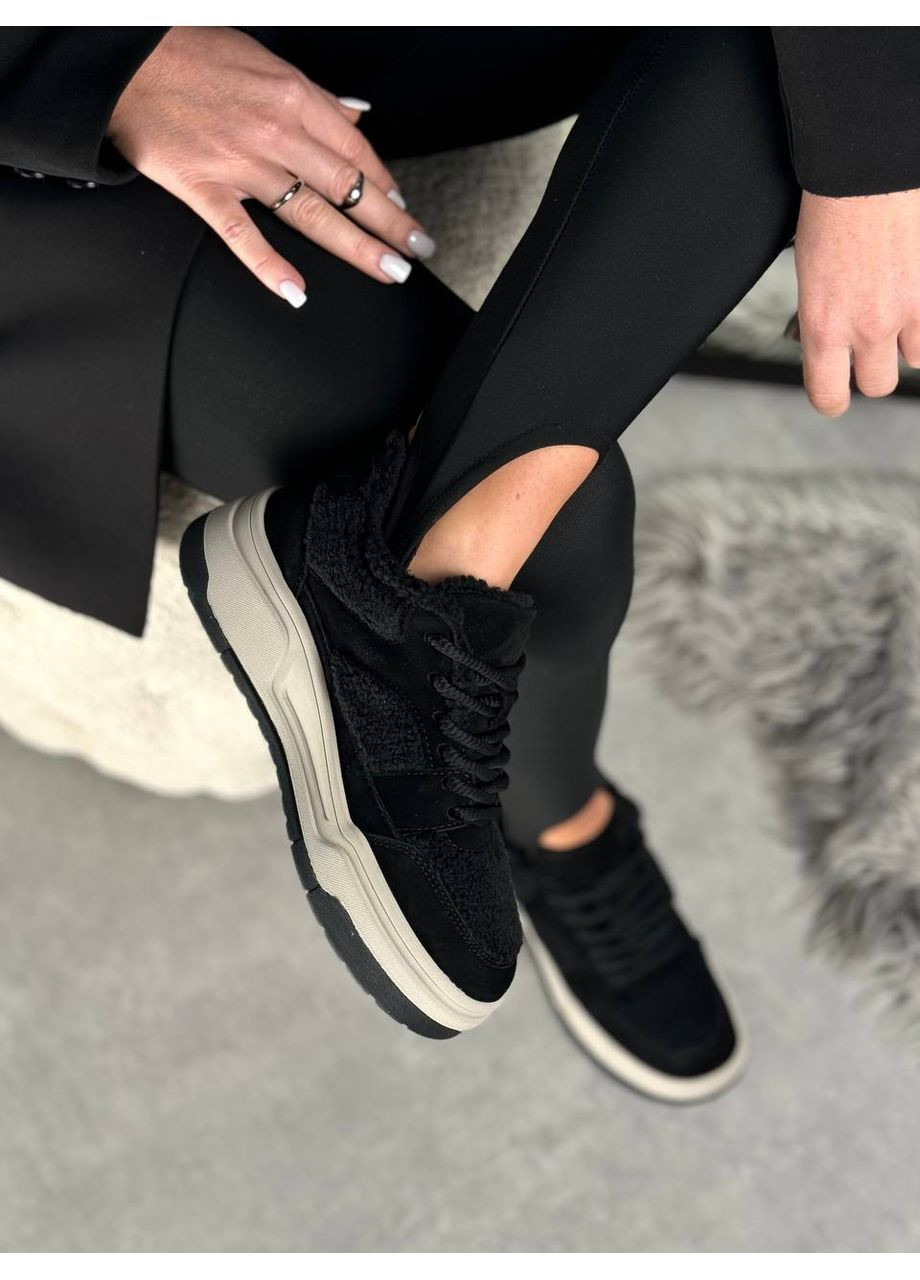 Комфортные женские кроссовки No Brand чёрные зима (369094769)