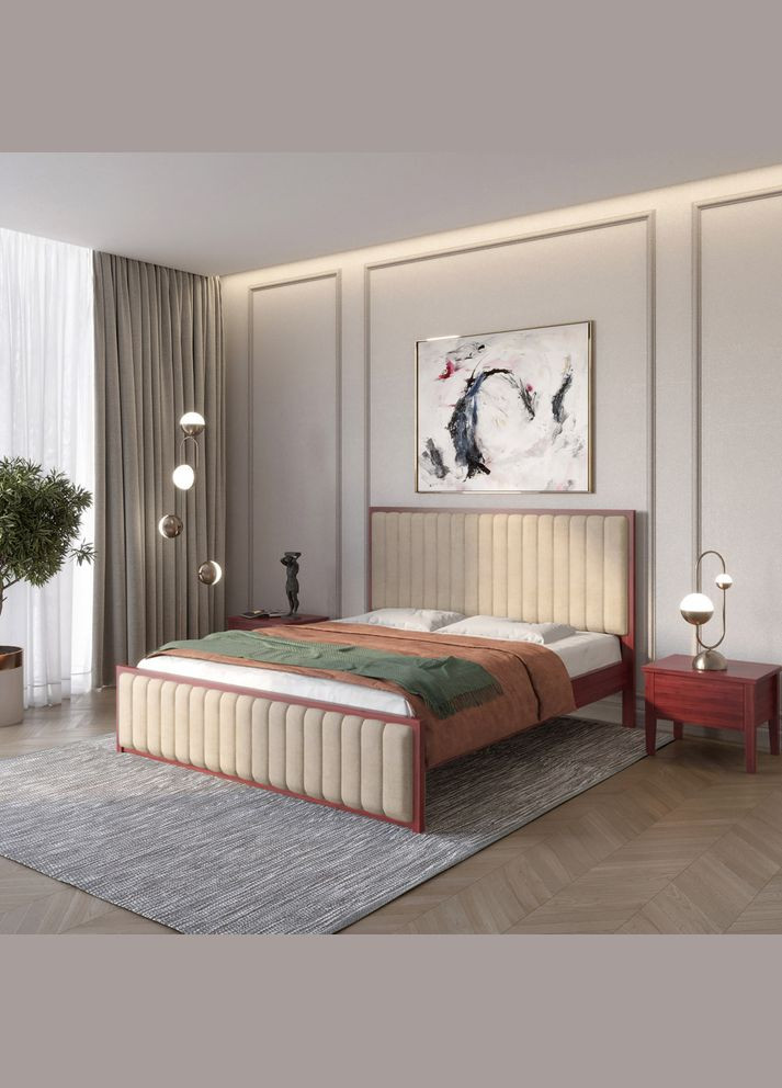 Односпальне дерев'яне ліжко Відень /Аляска 23 (Бежевий) 90х190 см (MBG-10733) Mebigrand (366085478)