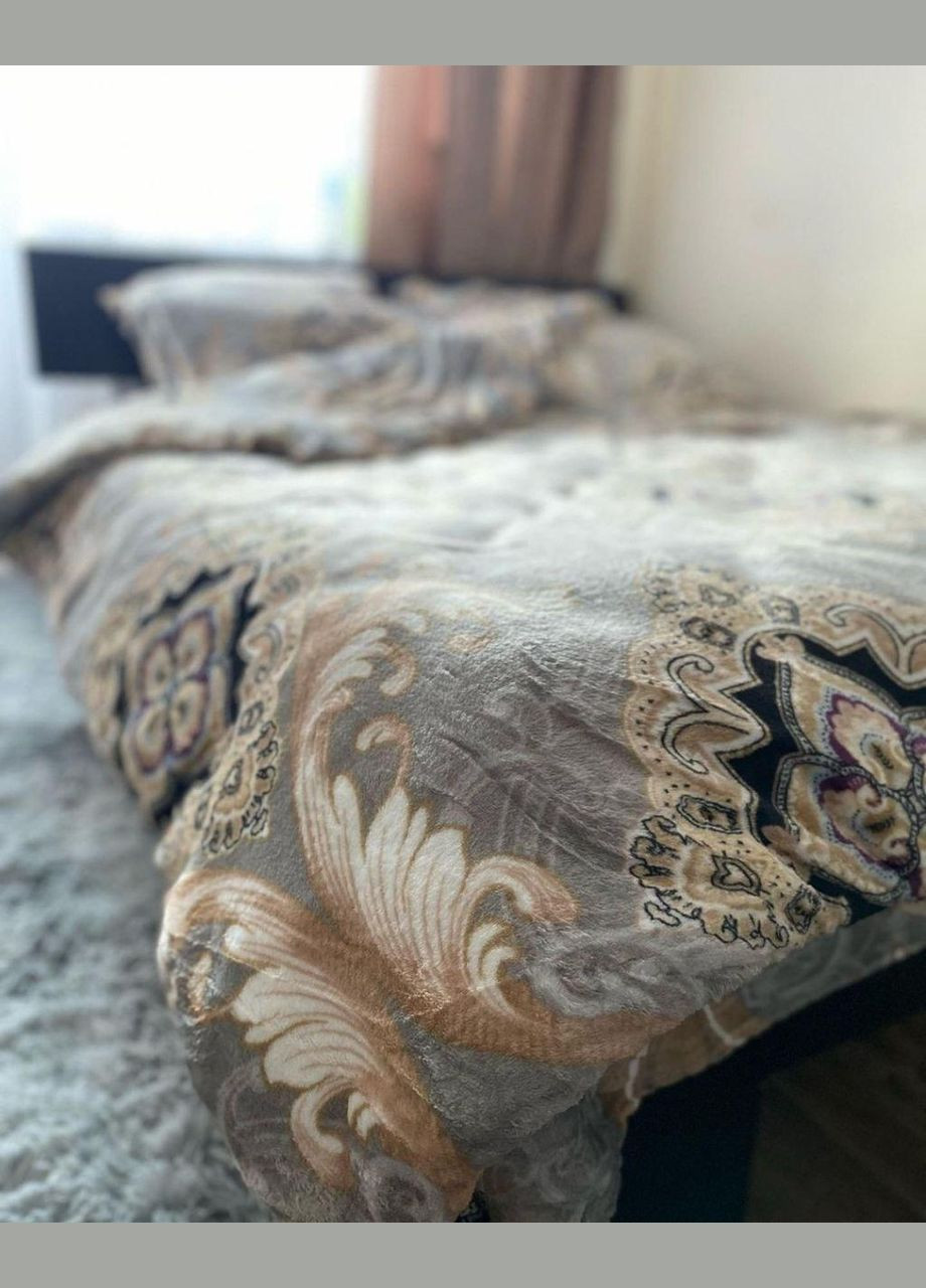 Постільна білизна м'яка 200х230 наволочки 2х 50х70 + 2х 70х70 Коричневий (П4К-velur004) No Brand (306633642)