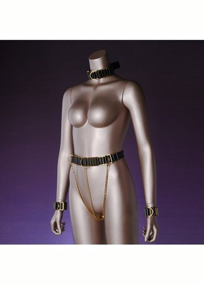 Черный демисезонный пояс с золотыми цепочками indulge in the restraints collection UPKO