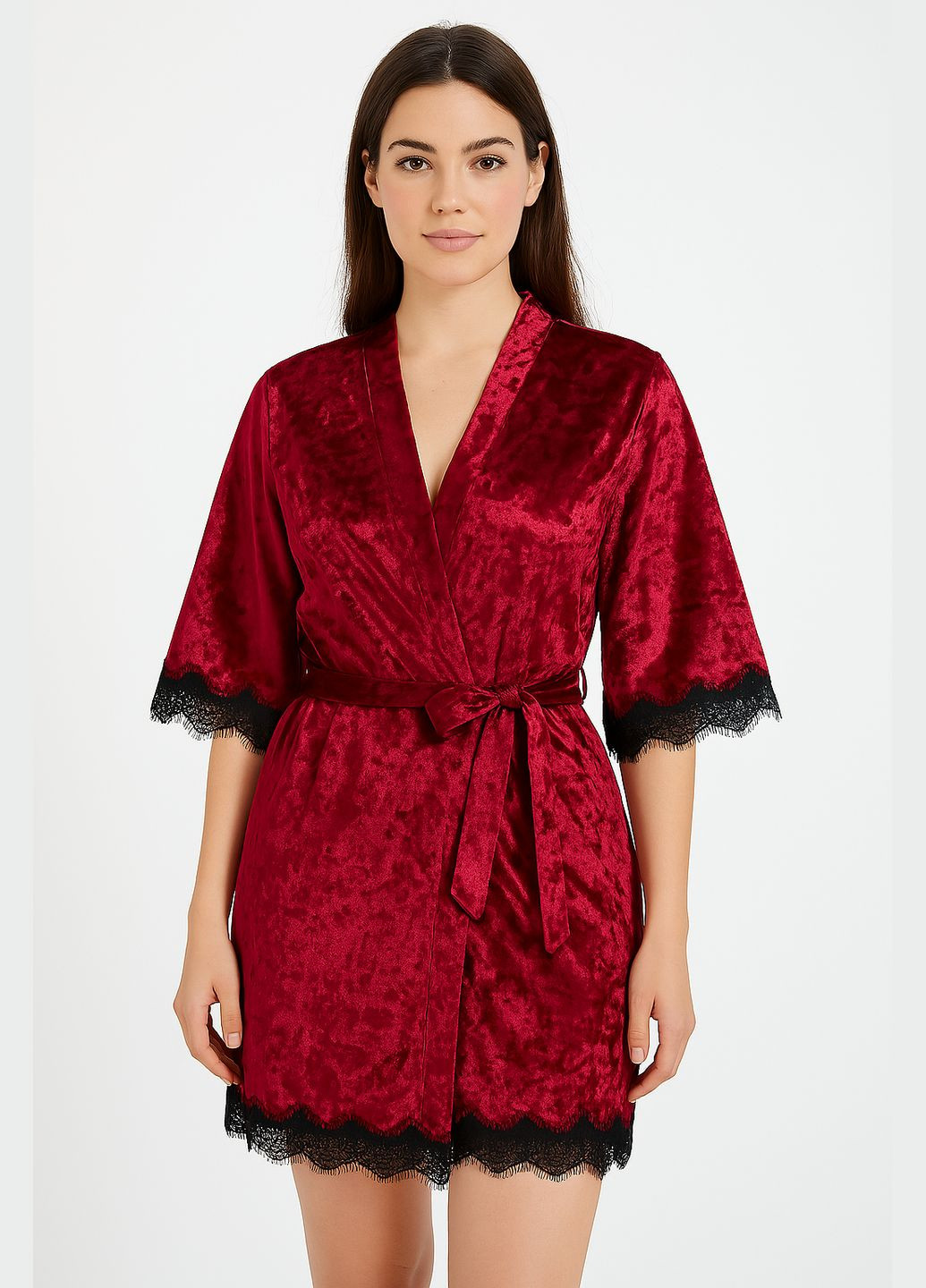 Женский велюровый халат бордо Modashoping (372013369)