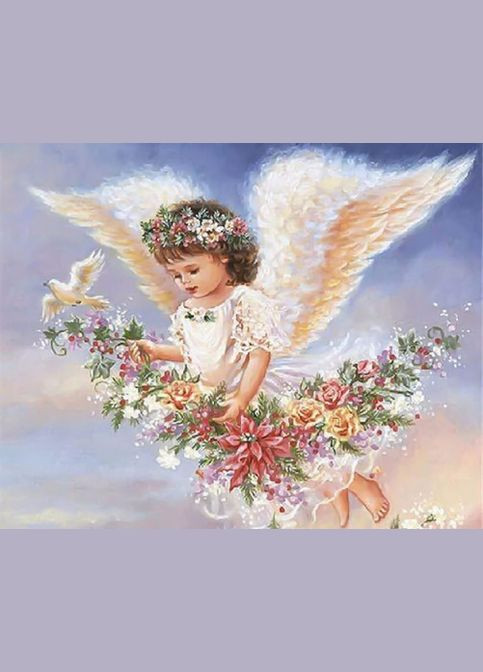 Алмазная жывопись 40х50 Ангел в цветах SP036 ColorArt (299772273)