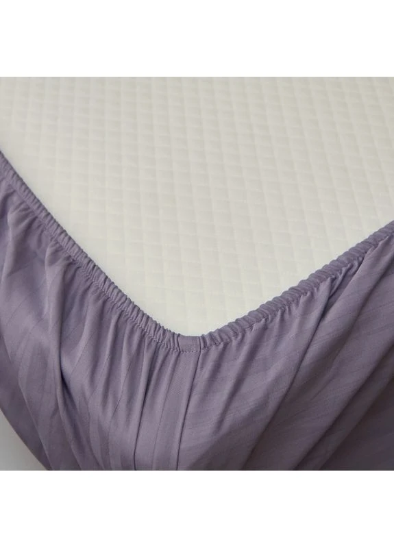 Простыня на резинке Сатин в полоску 120х200х25 см (MS-850004788) Moon&Star Lavender Gray (386595806)