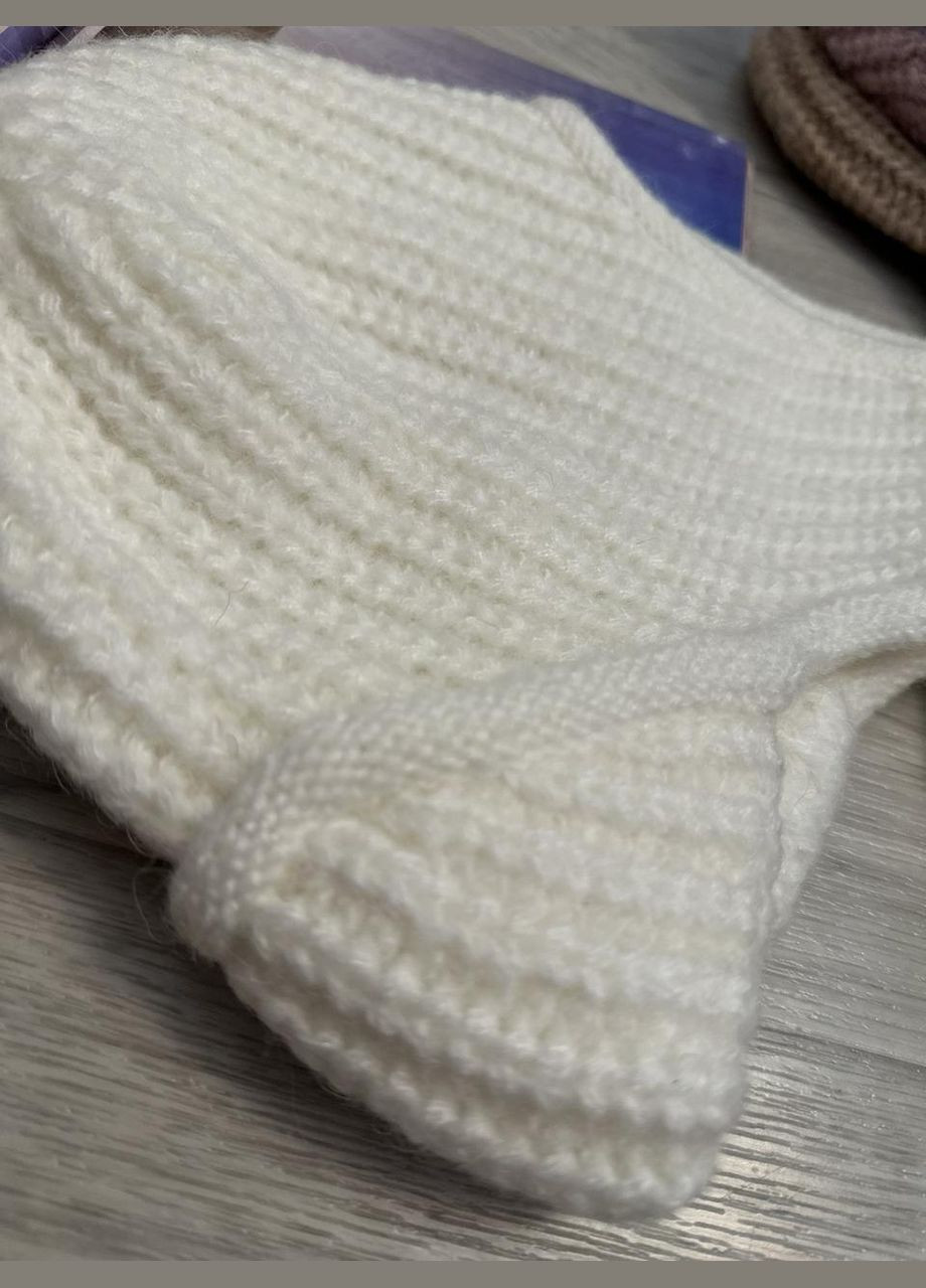 Шапка-вушанка в'язана One Size 55-58 Білий (5004) No Brand (358052684)