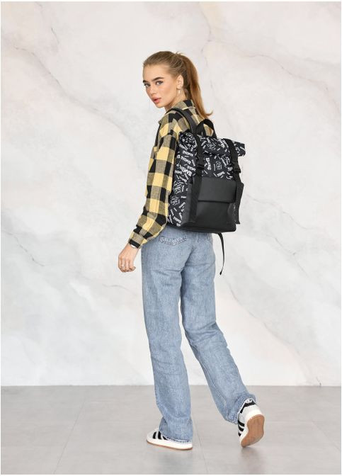 Рюкзак ролл унисекс RollTop Milton черный с клапаном Sambag (302519158)