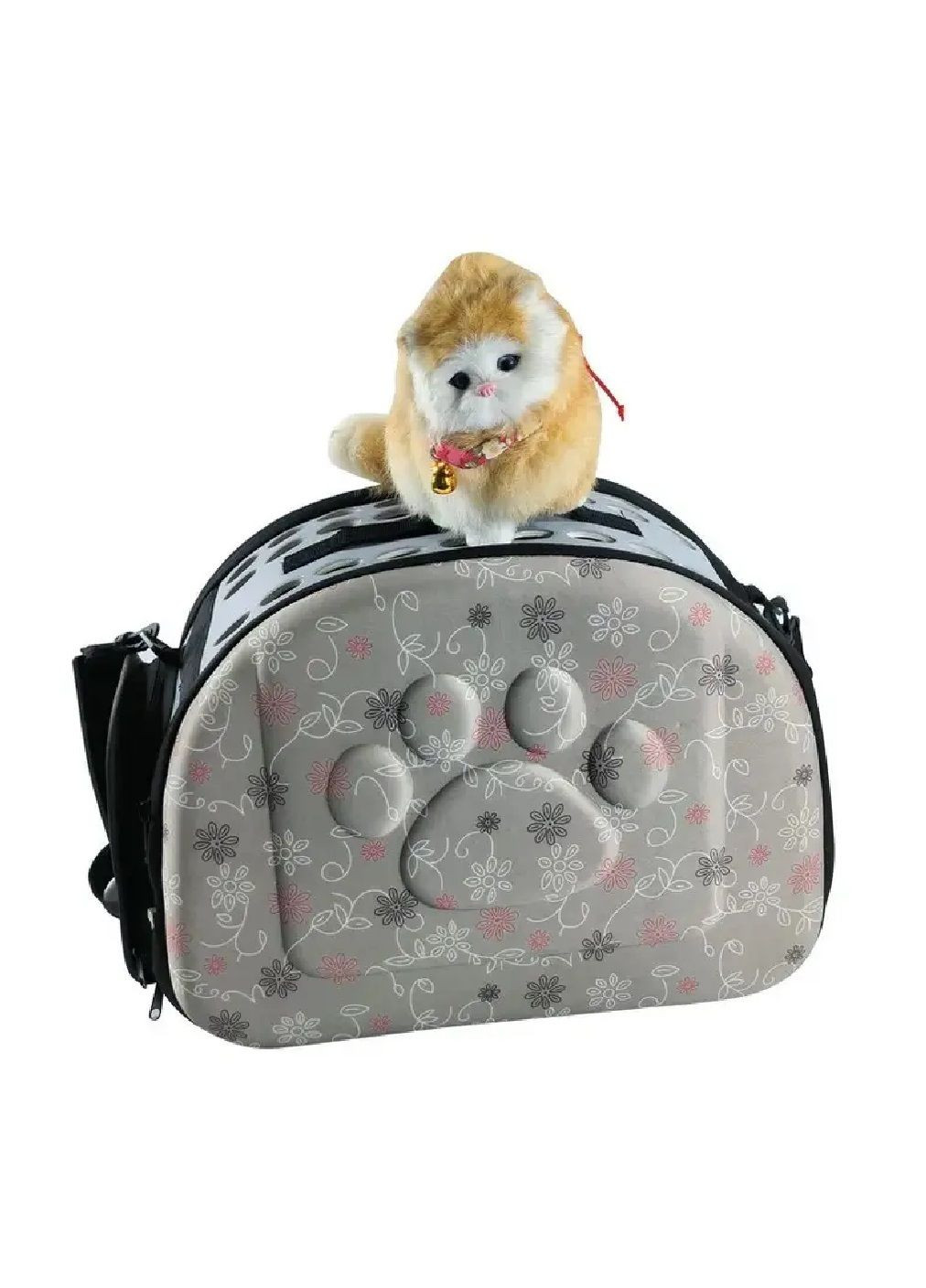 Сумка переноска для тварин котів собак з вентиляцією підстилкою ременем для перенесення 42x28x30 см (477702-Prob) Сіра Unbranded (299101483)