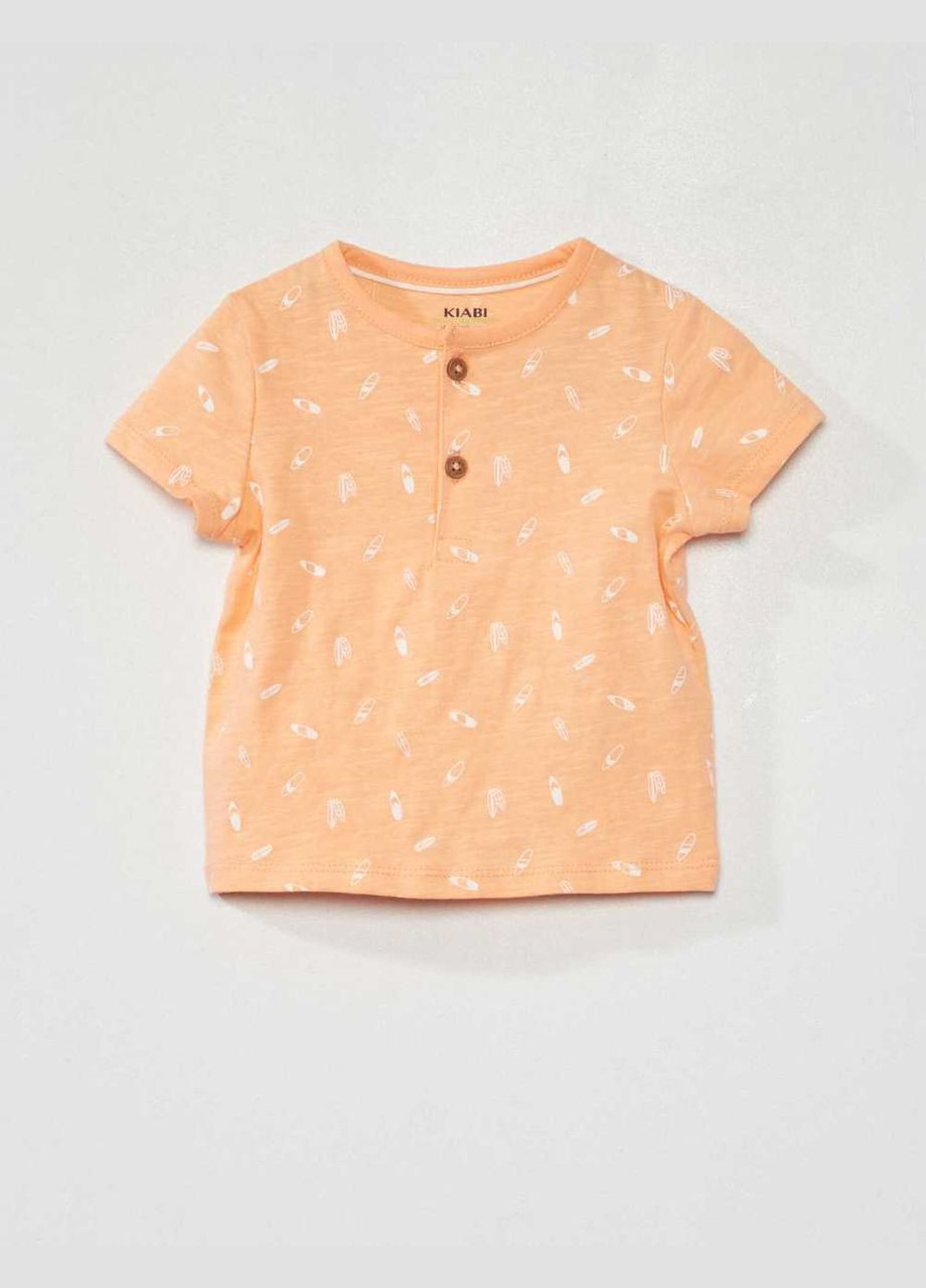 Персиковая футболка,персиковый в узоры, Kiabi