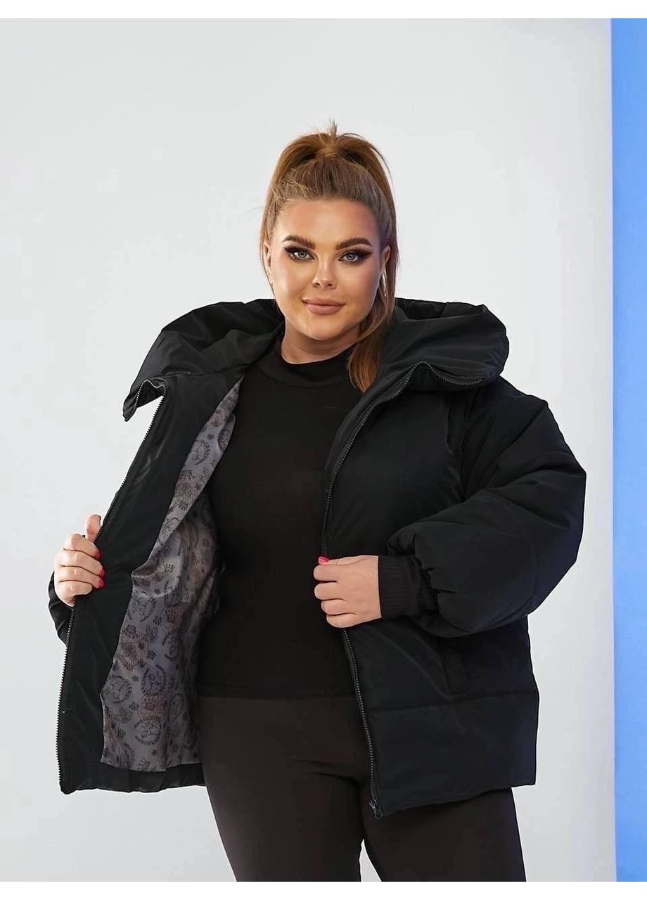 Чорна зимня куртка жіноча зимова оверсайз Style Point