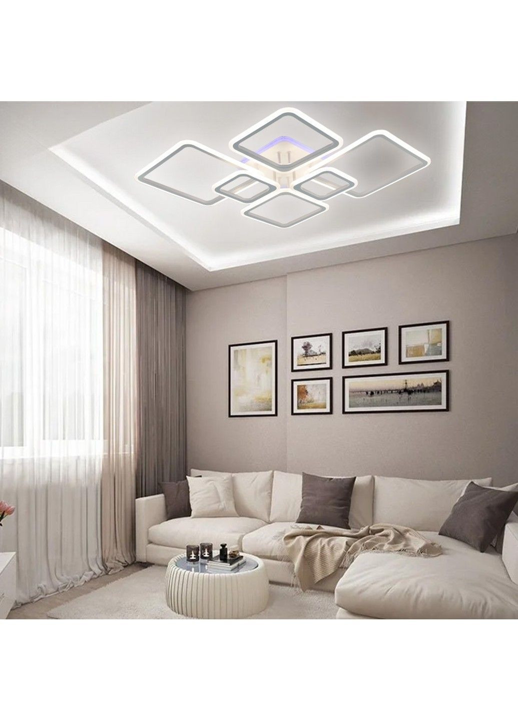 Смарт люстра керована світлодіодна OVAL RGB 7S 120 Вт SMART 960x750x110 мм Біла ESLLSE (365446803)