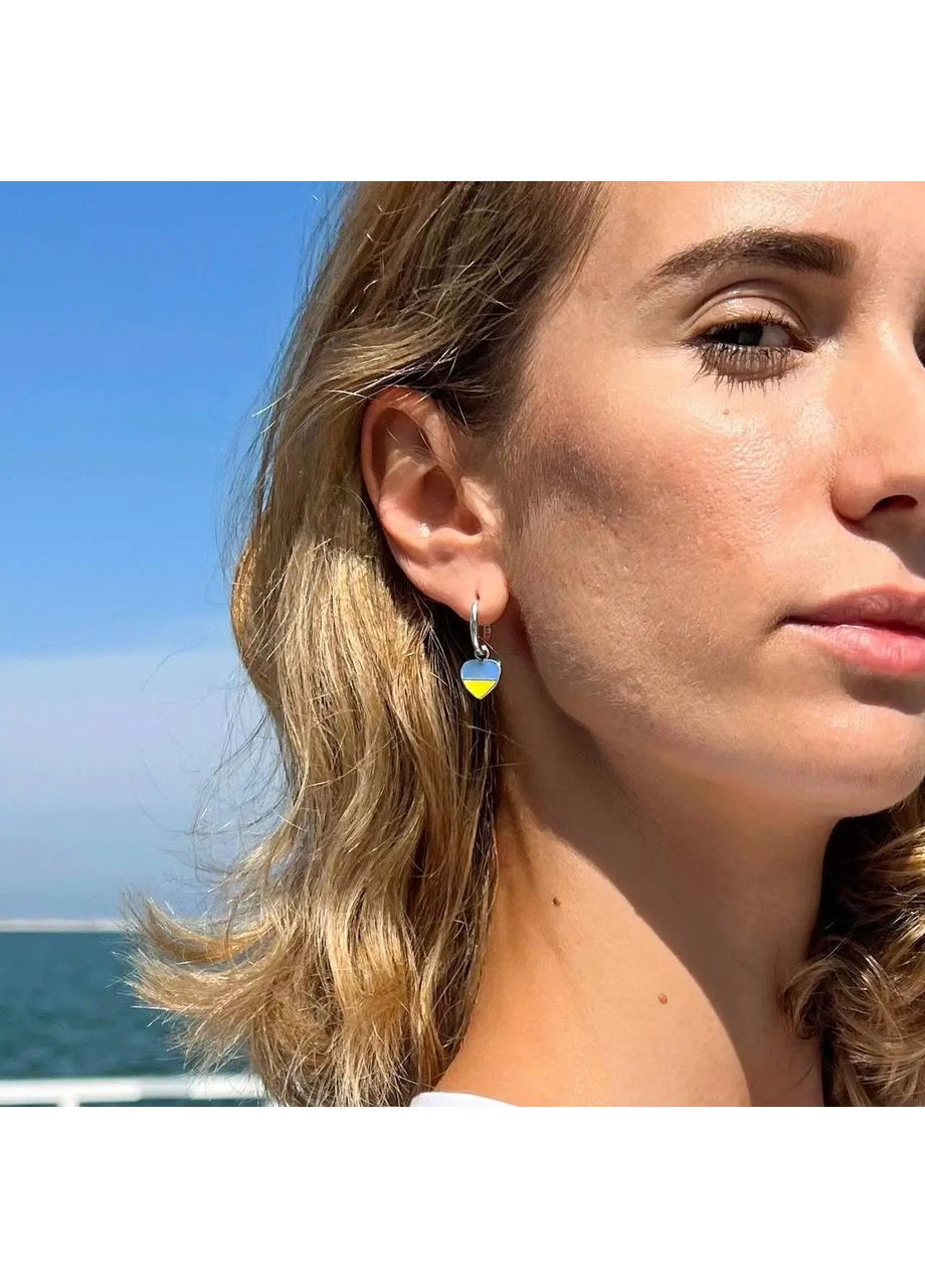 Серебряные серьги с бриллиантами "С Украиной в сердце" Kabluchka (355347503)