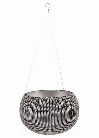 Підвісний горщик з кашпо для квітів 3,2 л. Cozies S з ланцюжком, коричневий Keter (329407697)