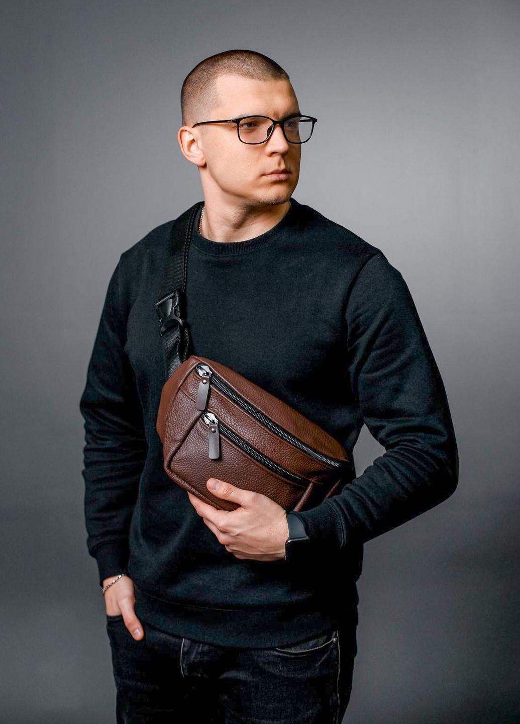 Бананка з натуральної зернистої шкіри Vishnya (317734921)