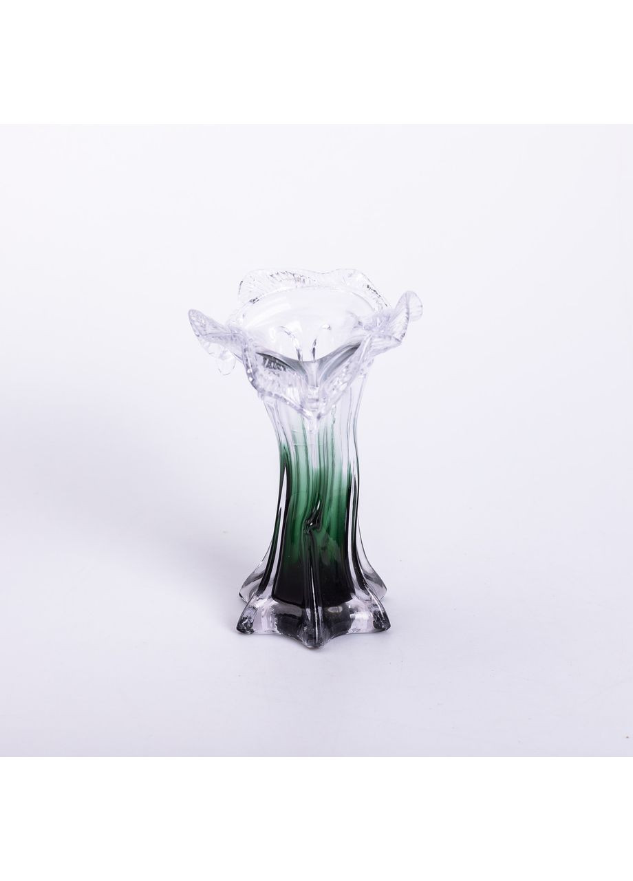 Декоративна скляна фігурна ваза для квітів 20 см, 125 мл, зелена Yiwu (360455057)