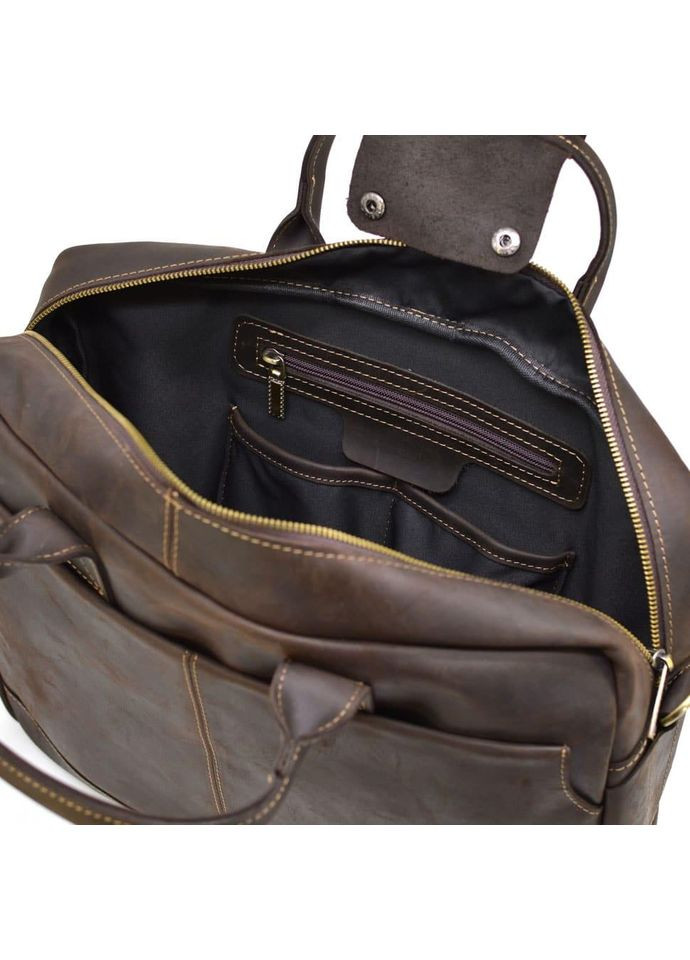 Сумка портфель через плечо для мужчин из натуральной кожи для документов А4 с отделением для ноутбука Коричневый 40474 TARWA (361400993)