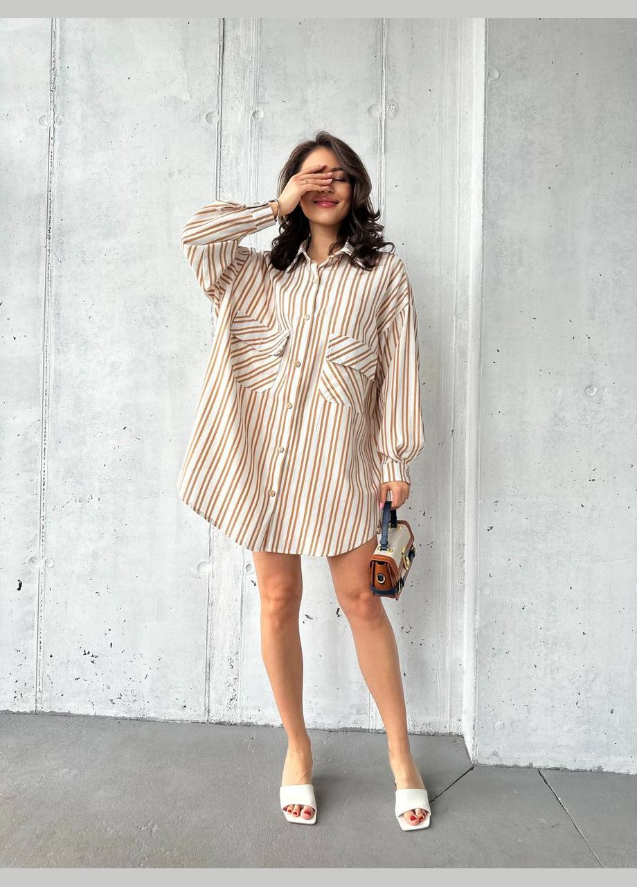 Бежевое повседневный платье DK/DL Мода без кордонів в полоску