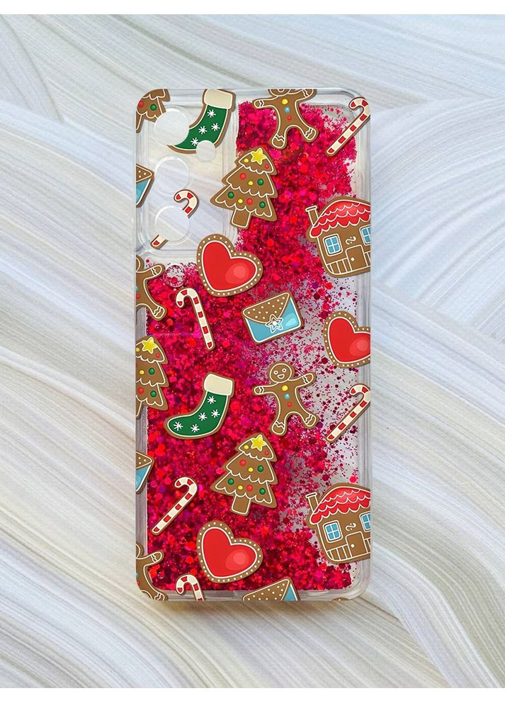 Чехол с плавающими блестками для Samsung Galaxy A05s (A057) Рождественский фон (принт 181) CASE CONTROL (362968712)
