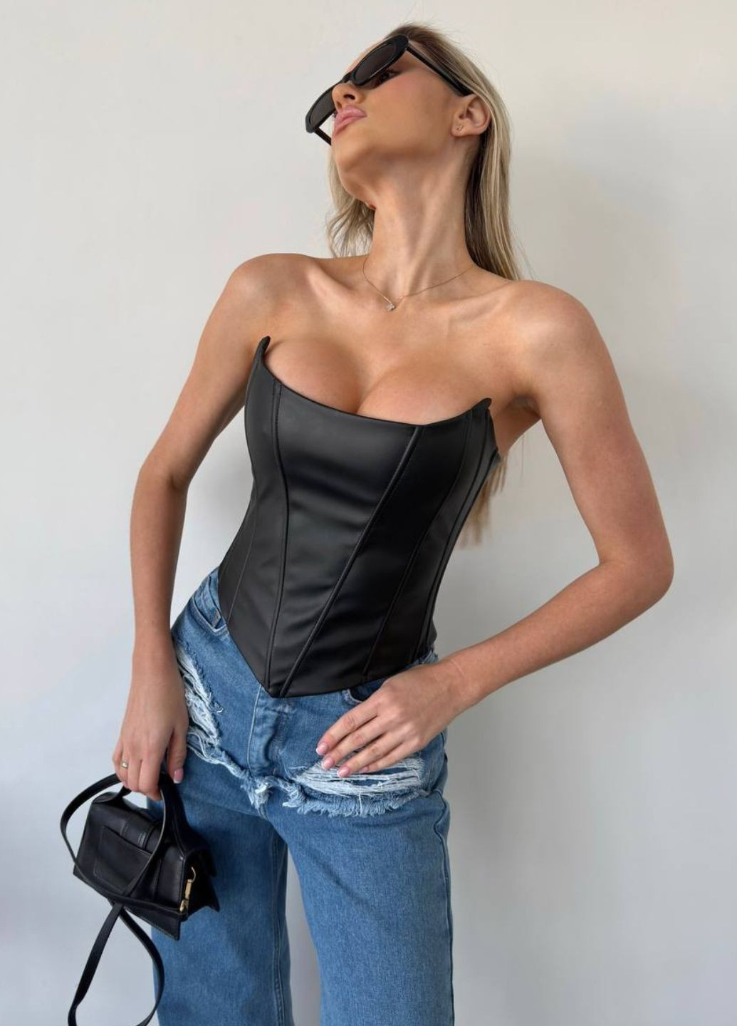 Вишуканий шкіряний корсет з блискавкою на спині Tik-Tak (340334492)