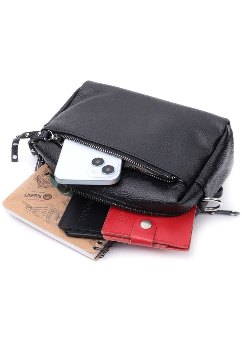 Сумка кроссбоди с широким ремнем через плечо женская со стильным бегунком черная 22654 Vintage (329197839)