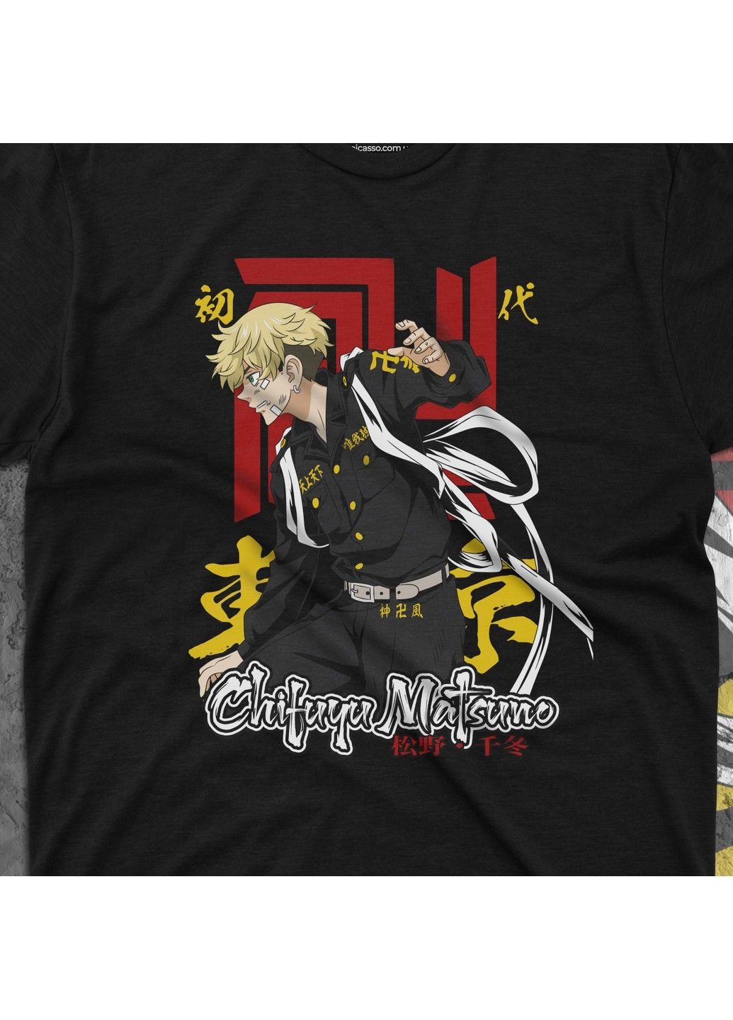 Чорна футболка з принтом токійські месники - чіфую мацуно 2 No Brand