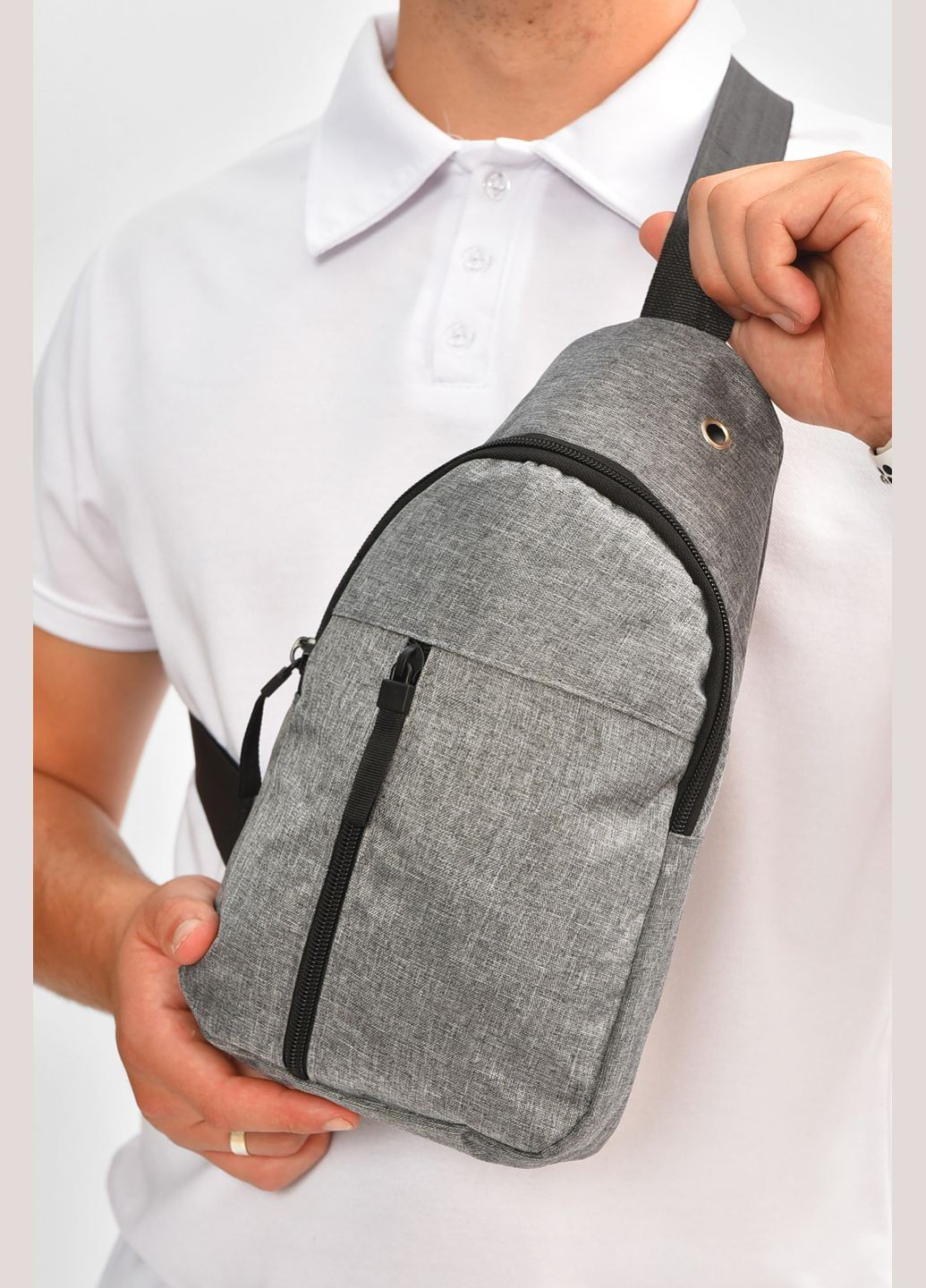 Сумка мужская через плечо текстиль серого цвета Let's Shop (343315889)
