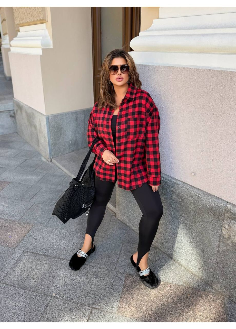 Красная повседневный рубашка в клетку KaraMix с длинным рукавом