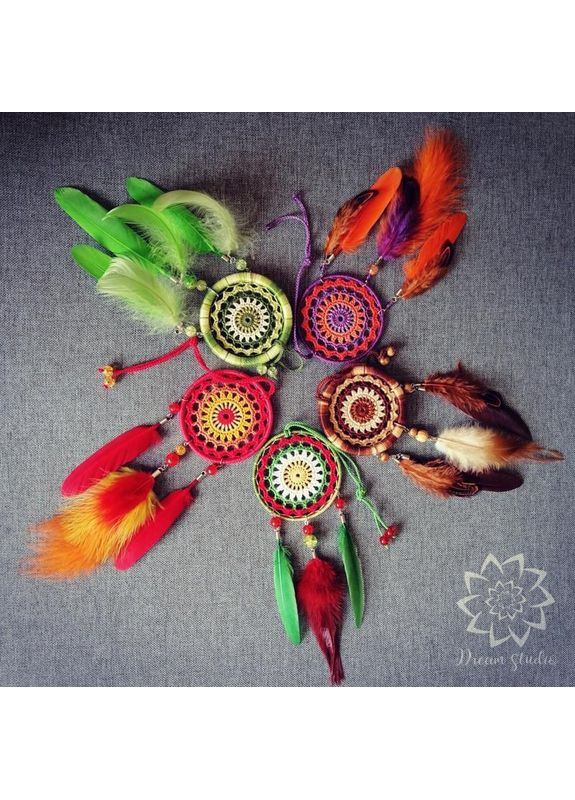 Мини/Авто-ловец снов Denim. Оберег-подвеска в машину. Амулет на зеркало заднего вида Dream Studio (363057555)