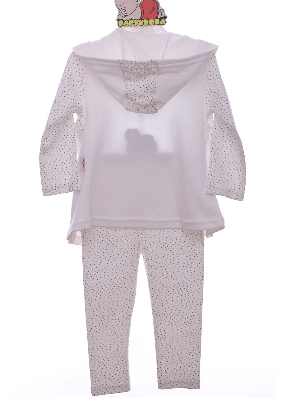 Білий демісезонний костюм з довгим рукавом для дівчинки трикотажний білий горошок 86 см (36744) BABYKROHA