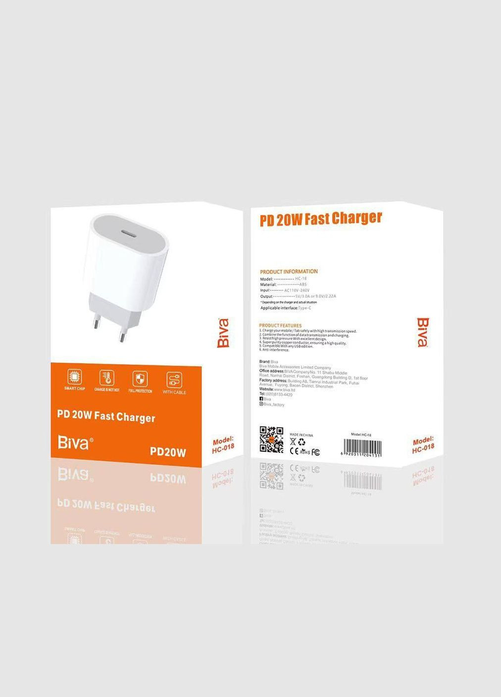 Сетевое зарядное устройство HC-18 20W Type-C Charger White Biva (301578711)