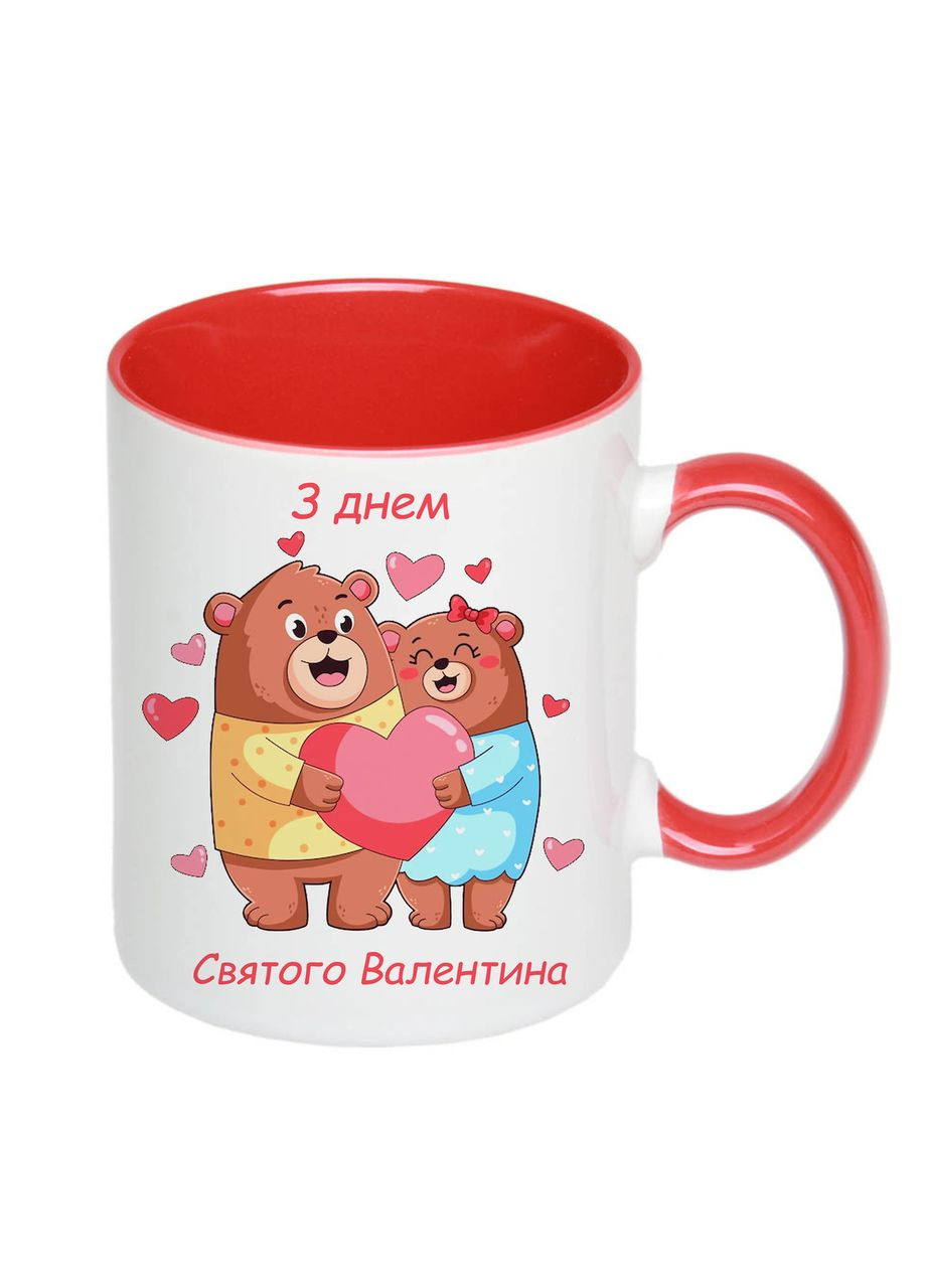 Чашка з принтом “З днем Святого Валентина” 330мл (колір червоний) (17874) No Brand (312487292)
