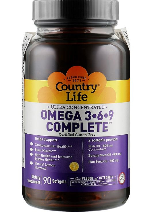Omega Complete - Ultra Omega 3-6-9 90шт (836615-105826) Country Life (368663096)