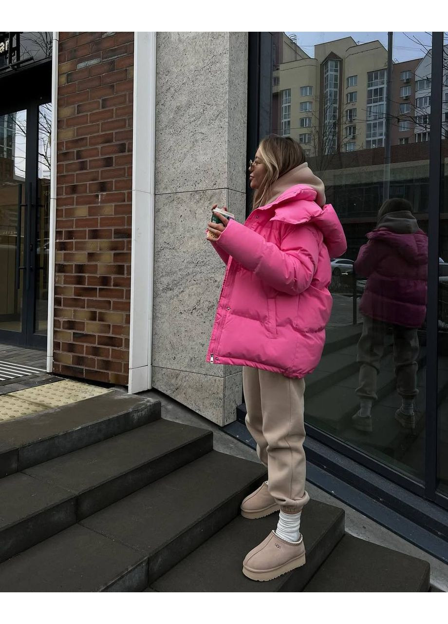 Малиновая зимняя ✨женская зимняя куртка-дутик с капюшоном и боковыми фиксаторами замеры в описании✨ куртка-пальто DK/DL Мода без кордонів