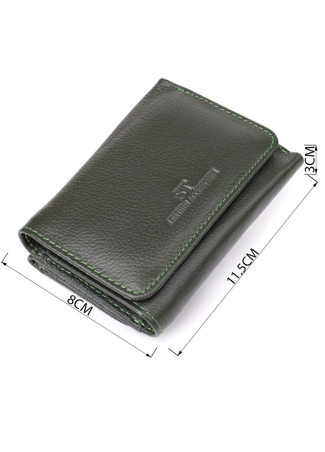 Маленький кошелек удобного формата из натуральной кожи 23076 Зеленый st leather (330642767)