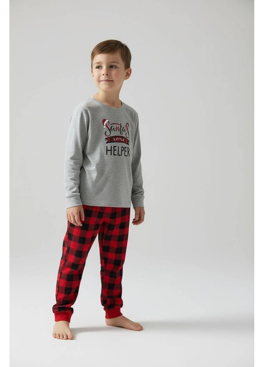 Сіро-червона всесезон піжама реглан + брюки L&D