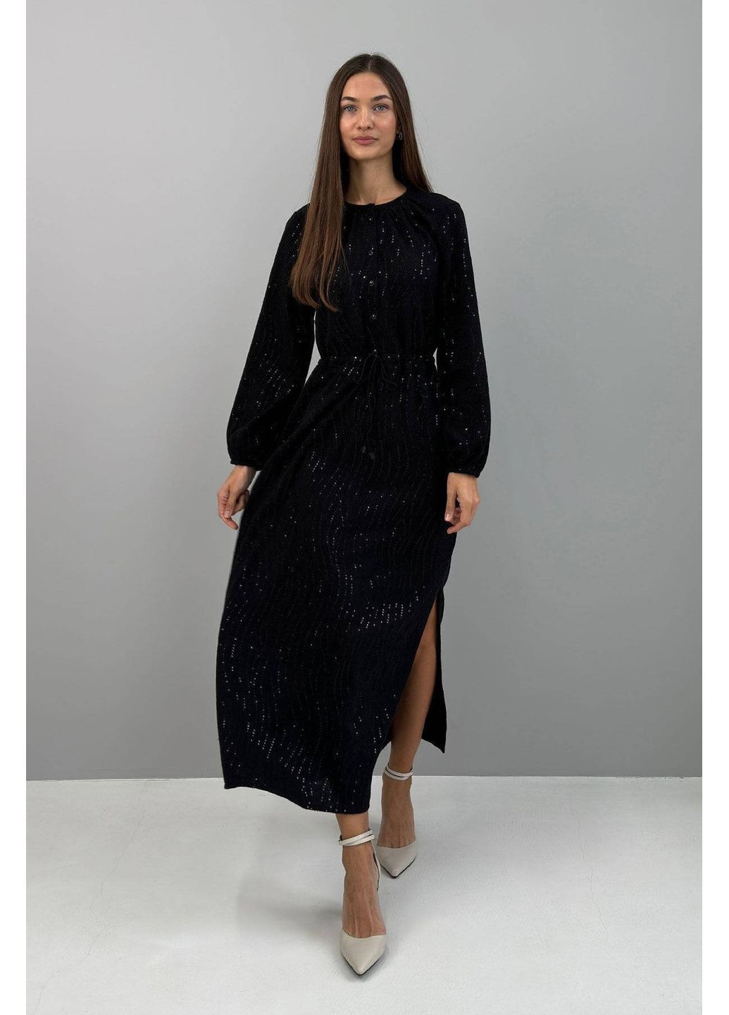 Черное платье с пайетками, цвет черный Nenka