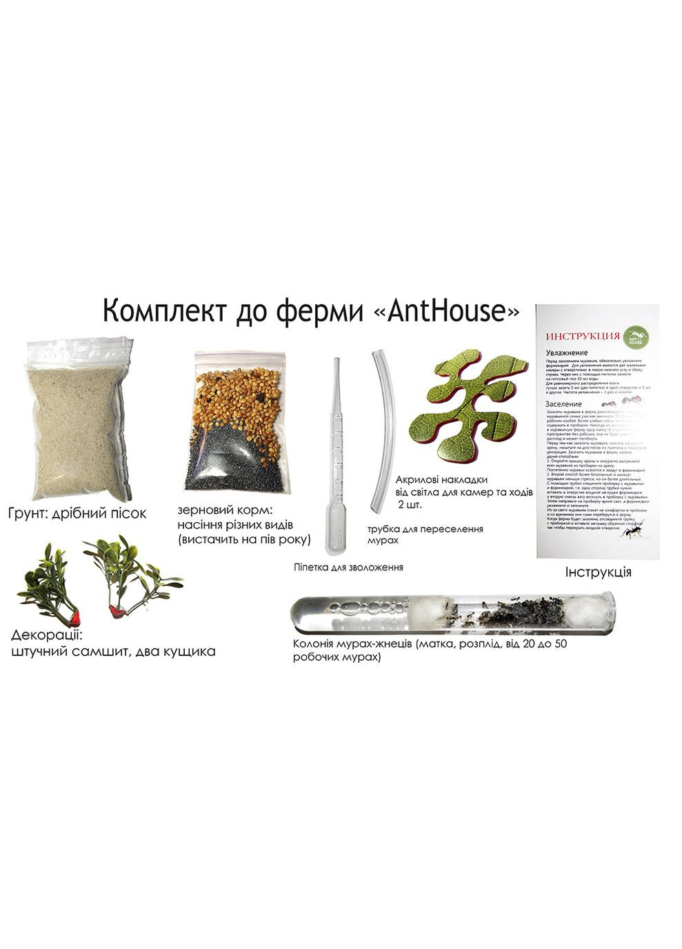 Муравьиная ферма (формикарий) горизонтальная (Лист) + муравьи-жнецы No Brand AntHouse (314798853)