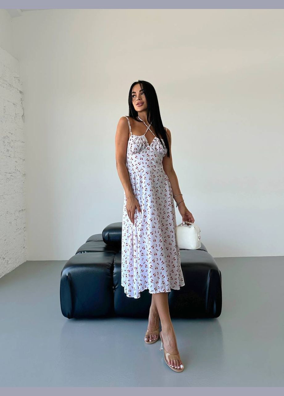 Білий святковий сукня No Brand з квітковим принтом