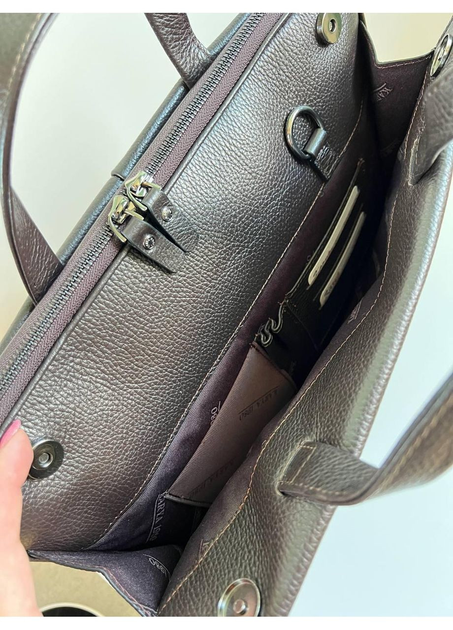 Мужской портфель-папка Турция — коричневая натуральная кожа флотарий три отдела, ремень в комплекте Karya (361147687)