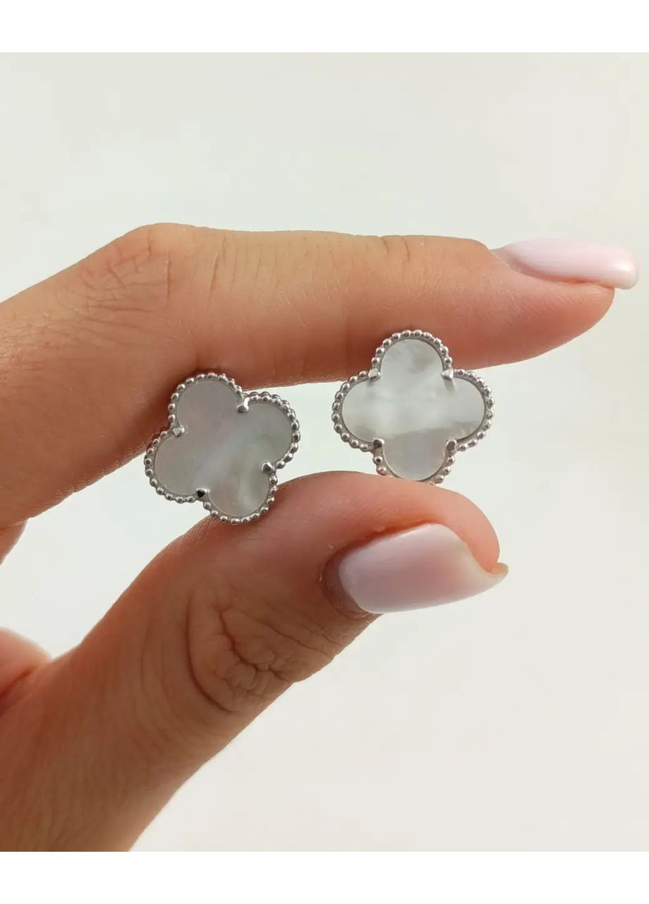 Серьги серебряные с перламутром "Клевер" (Арт.22111460034) Shatlen Сережки (368770485)