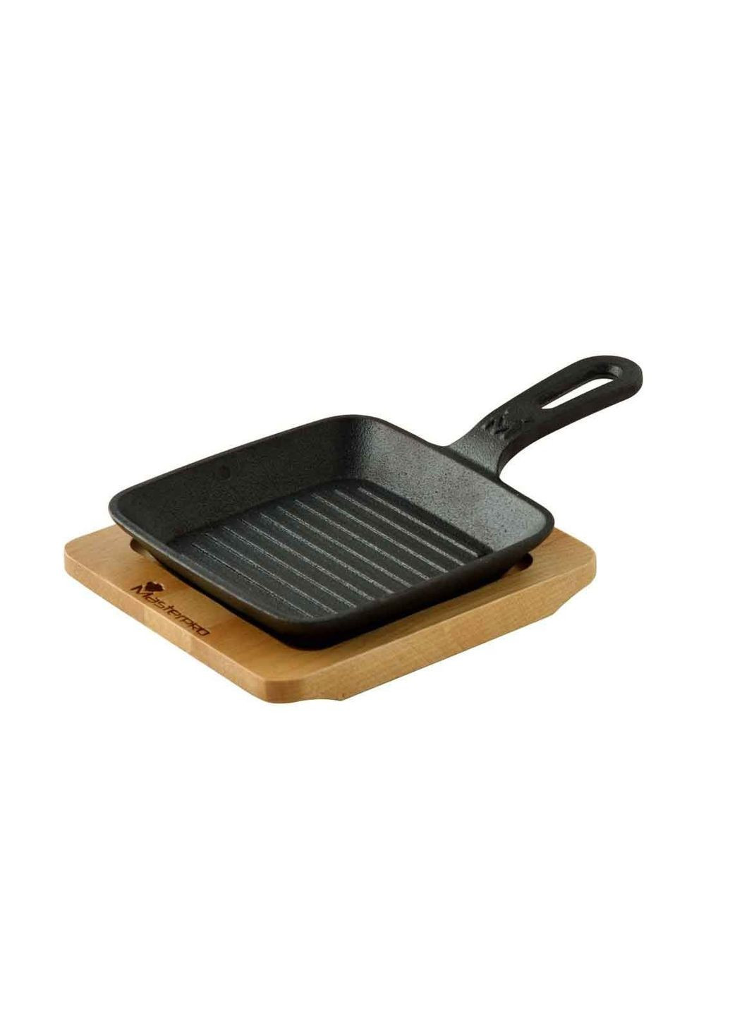 Сковорода чавунна міні з сервер. дошкою Cook & share, 13,7 см, квадратна (BGMP-3808-4) Masterpro (370641766)