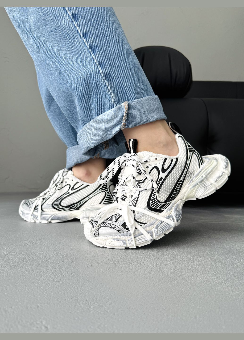 Кросівки жіночі Balenciaga 3XL White Black | Баленсіага 3ХЛ білі No Brand білі демісезони (341264132)