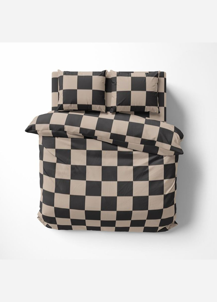 Постільна білизна " ", Полісатин, Бежево-Чорна, Двоспальна P-0158 Lelit (316632565)