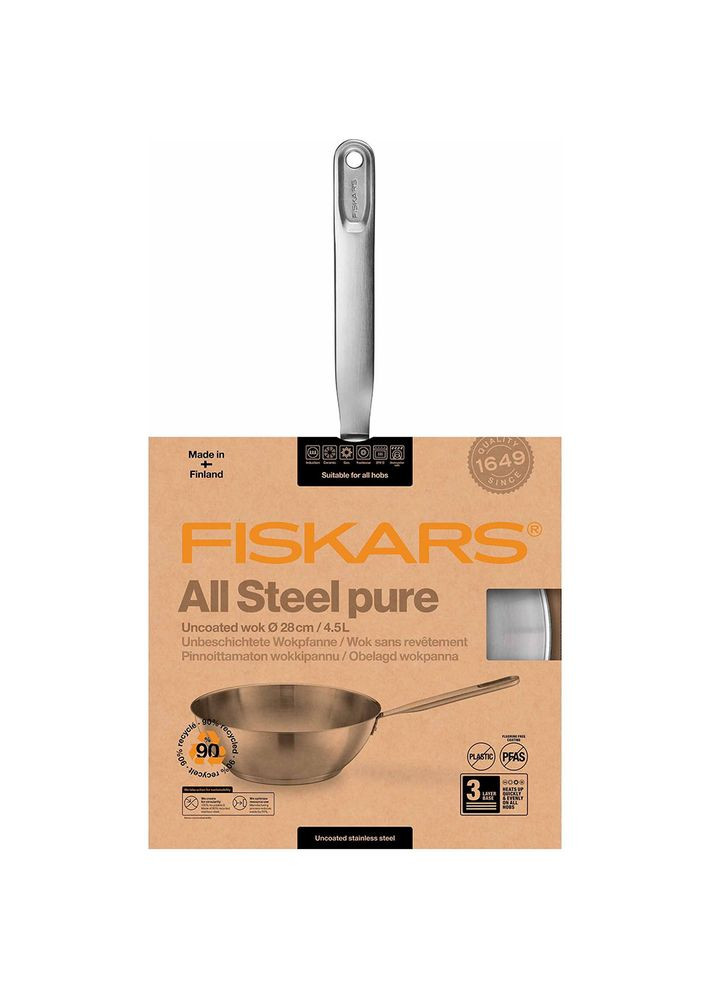 Сковорода Wok All Steel Pure 28 см (1065629) Fiskars (306825725)