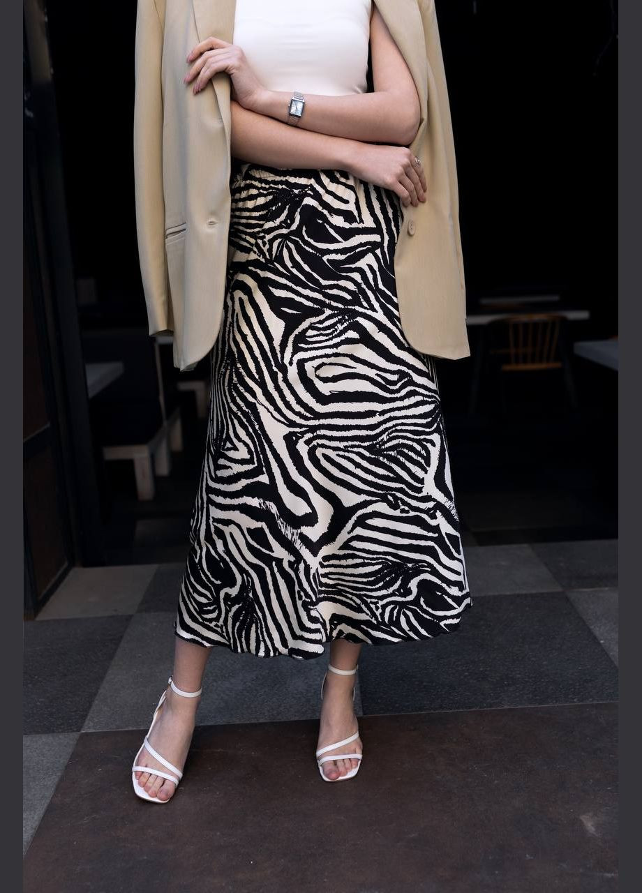 Бежевая повседневная цветочной расцветки женская шелковая юбка Avanti