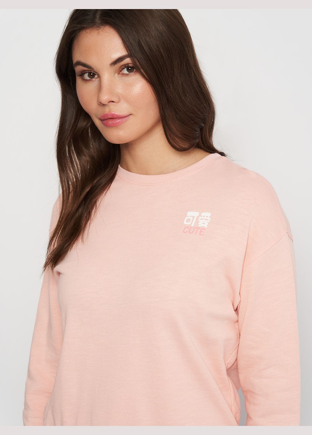 Свитшот H&M - крой надпись светло-розовый повседневный - (278654848)
