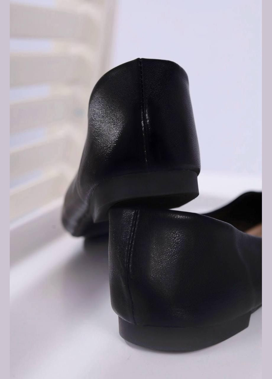 Женские балетки женские черного цвета | чёрные однотонные без декора искусственная кожа (327880840)