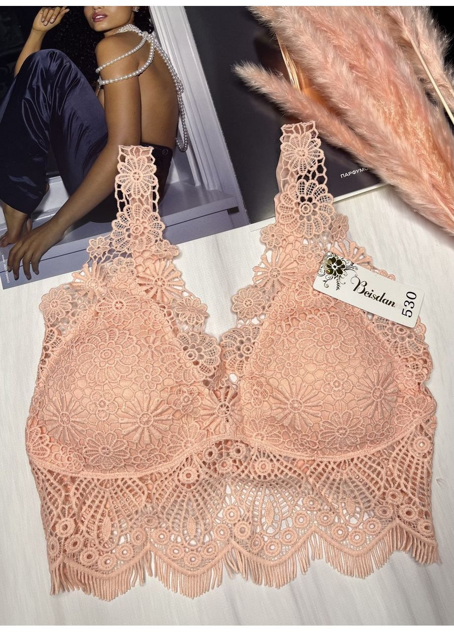 Пудровий топ топ мереживний Beisdanna без кісточок поліамід, еластан